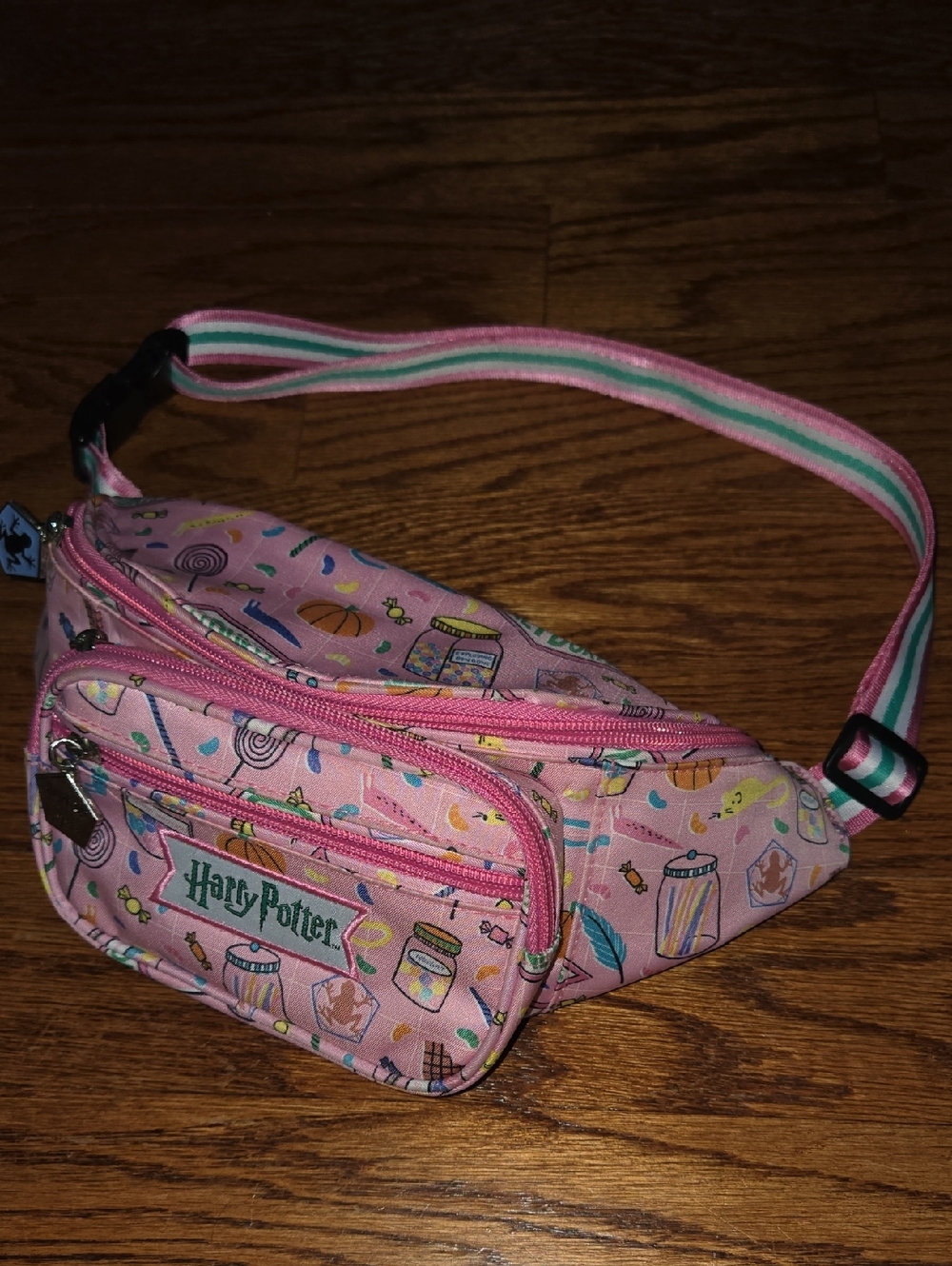 Warner Bros. Harry Potter Pink Patterned Kids Fanny Pack with Striped Strap